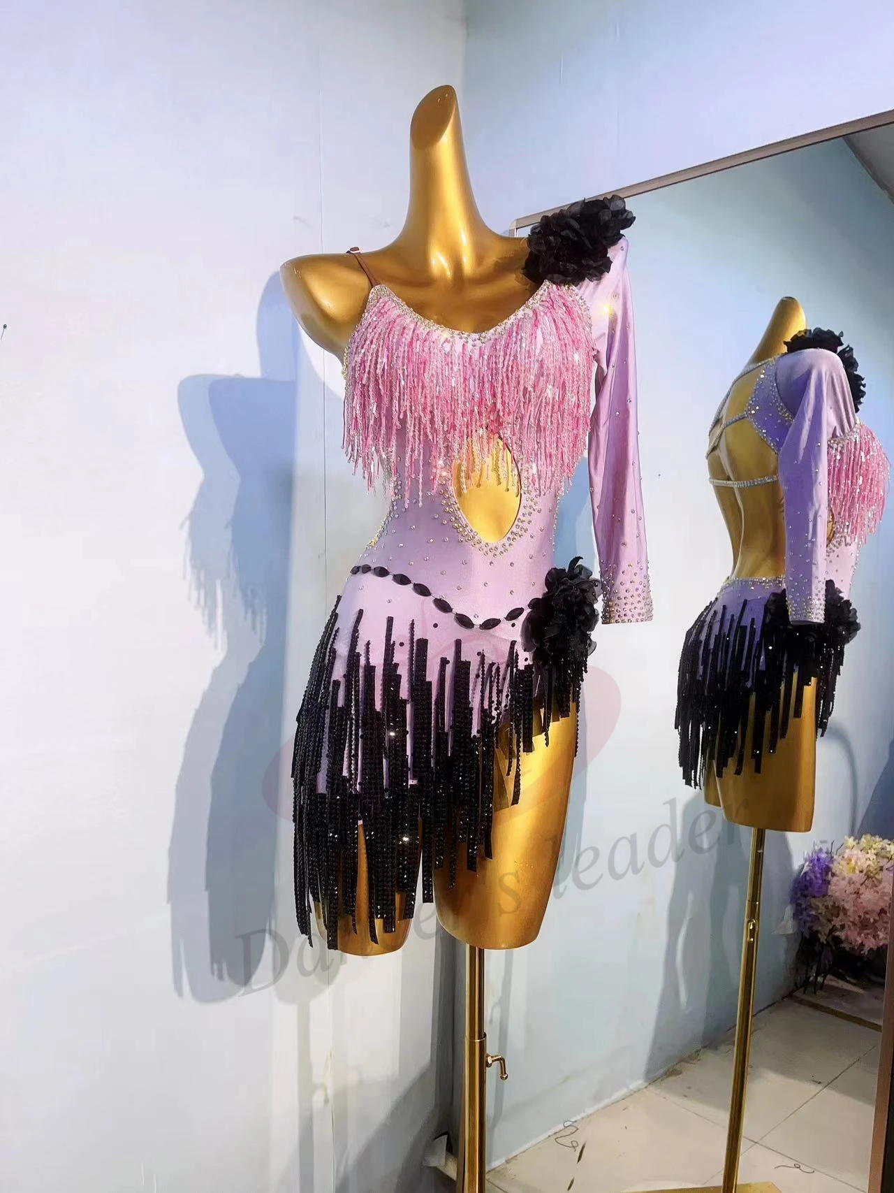 Latin Dance Professional Dress High-end Custom Two Color Diamond Combination Samba Women's Standard Stage Professional Clothing