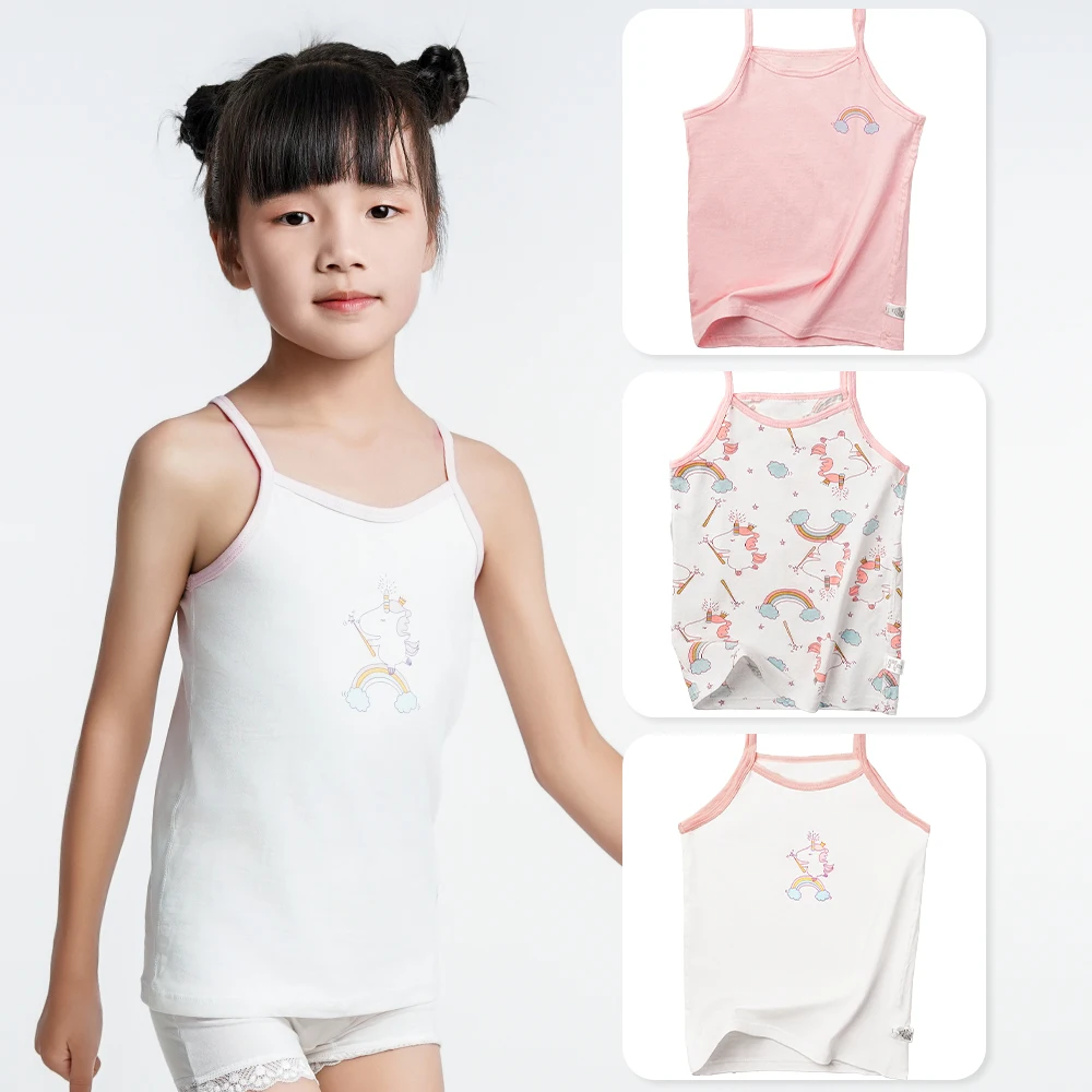 Girls Cotton Singlet Tops Breathable Underwear Tank Kids Undershirts Cute Tank Tops Chrildren's Cartoon Camisole Undershirt Free