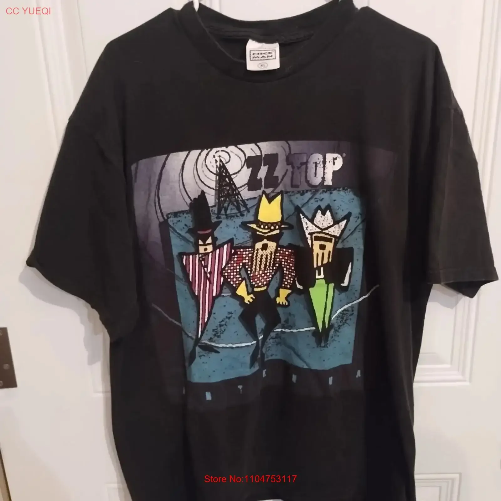 ZZ Top Antenna World Tour T Shirt Vintage Nice Man Tag Size XL Double Sided vintage Washed Stretched fashion graphic Casual