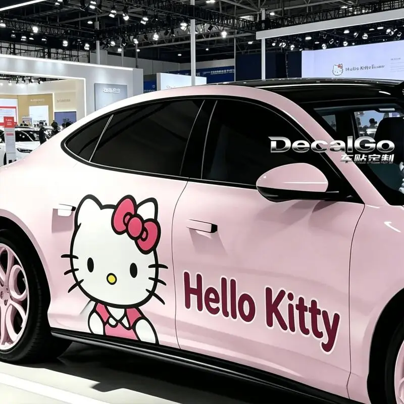 Cute Anime Car Film Car Sticker Hello Kitty Waterproof Sunscreen Scratch Blocking Cartoon Car Sticker Modification Accessories