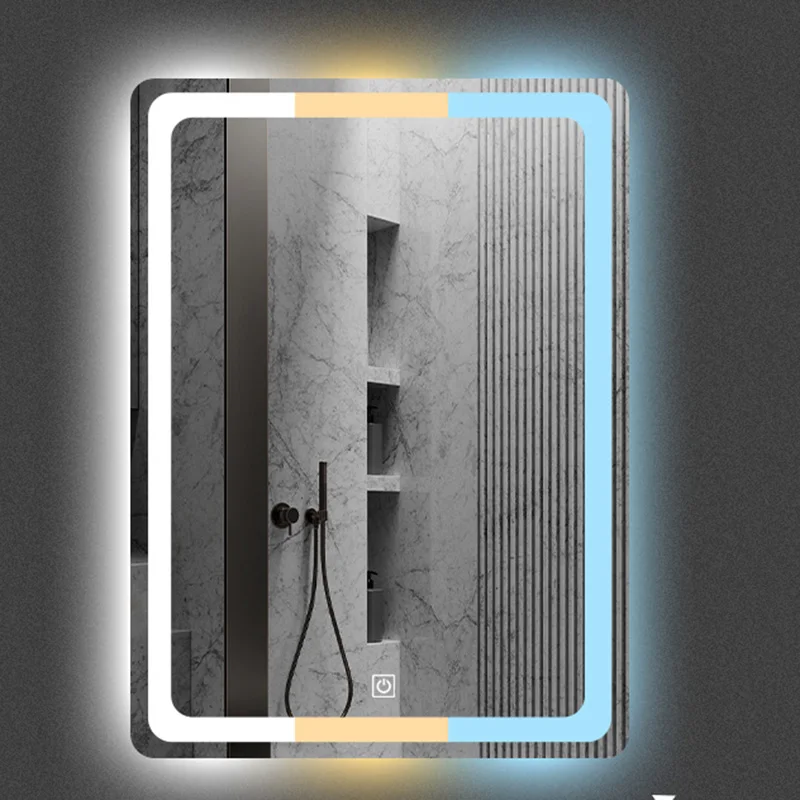 Rectangular Backlight Mirror Bedroom Makeup Shaving Electric Bathroom Mirror Cleaning Touch Miroir Salle De Bain Indoor Supplies