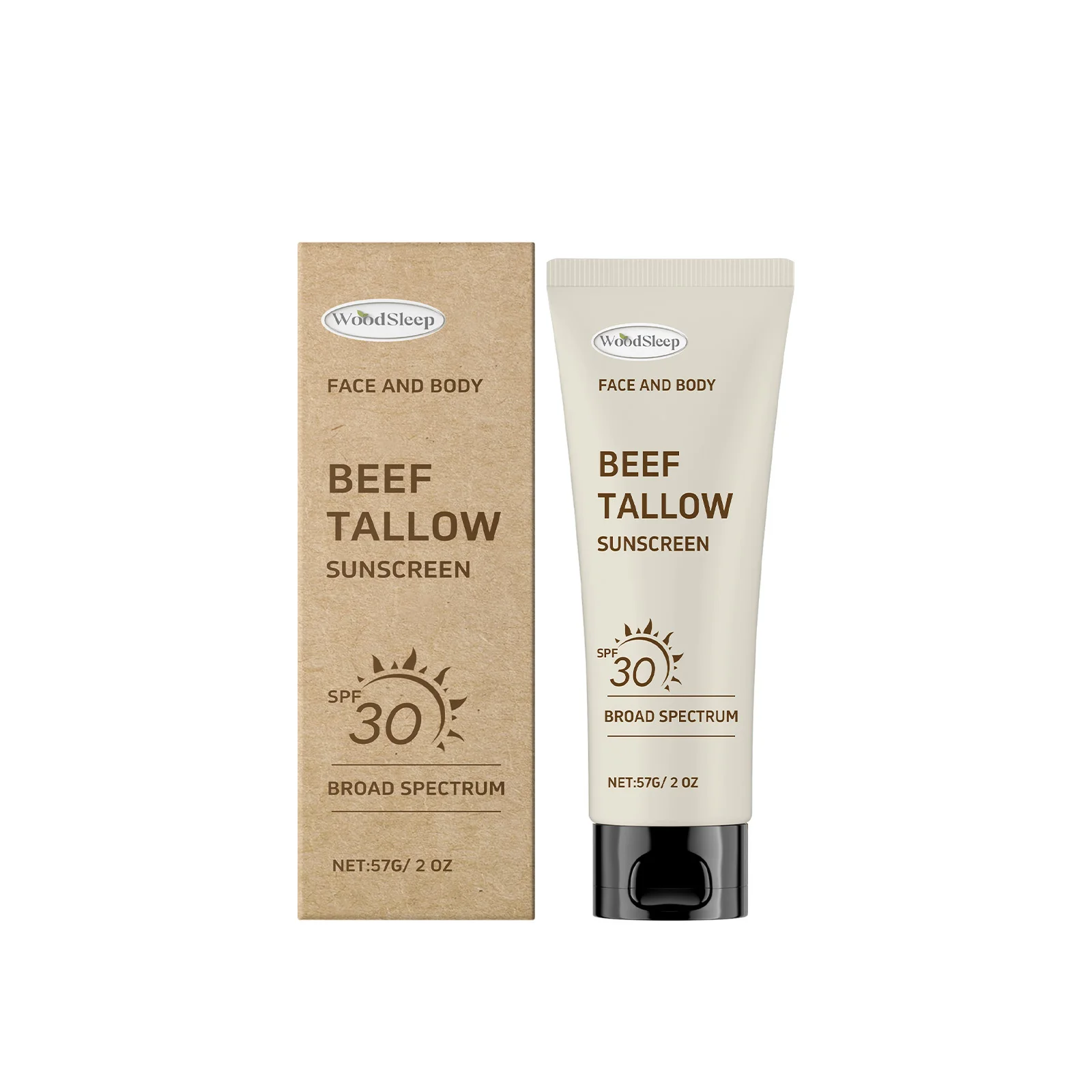 Sunscreen Spf 30 Natural Tallow Sunblock Waterproof UV Protection Brighten Grass-Fed Beef Tallow Moisturize Cream for Face Body
