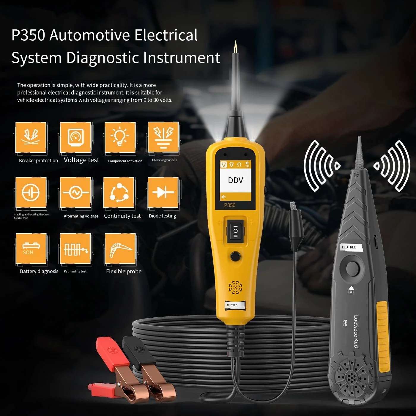 P350 12V/24V Automotive Circuit Tester Line Break Finding Tool Digital Electrical System Diagnostic Repair Tool