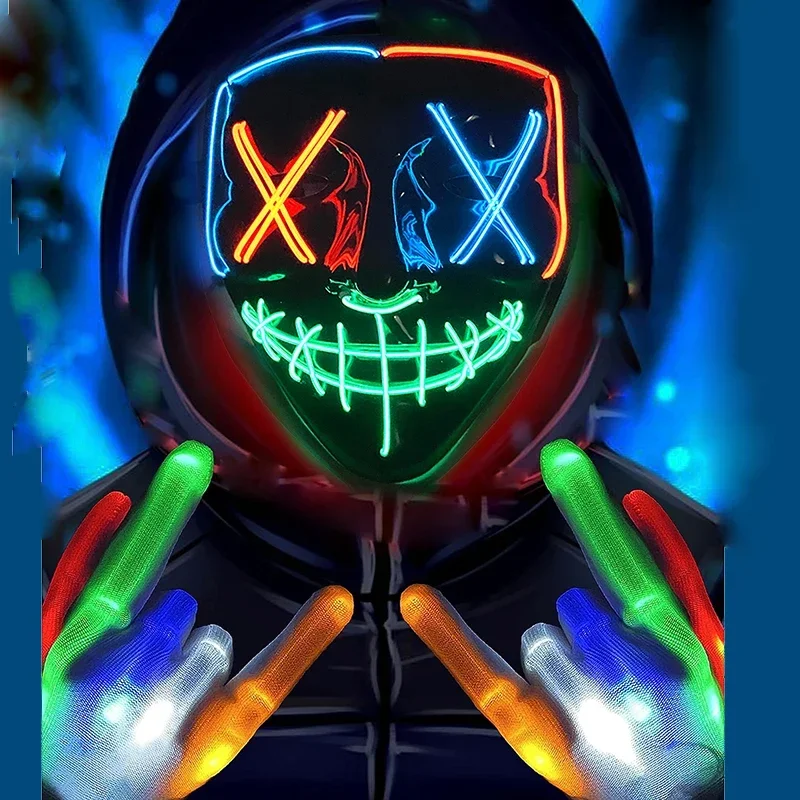 Led Mask Halloween Carnival Christmas Masquerade Party Night Club Luminous Movie Theme Mask The Purge Glowing Cosplay Mask