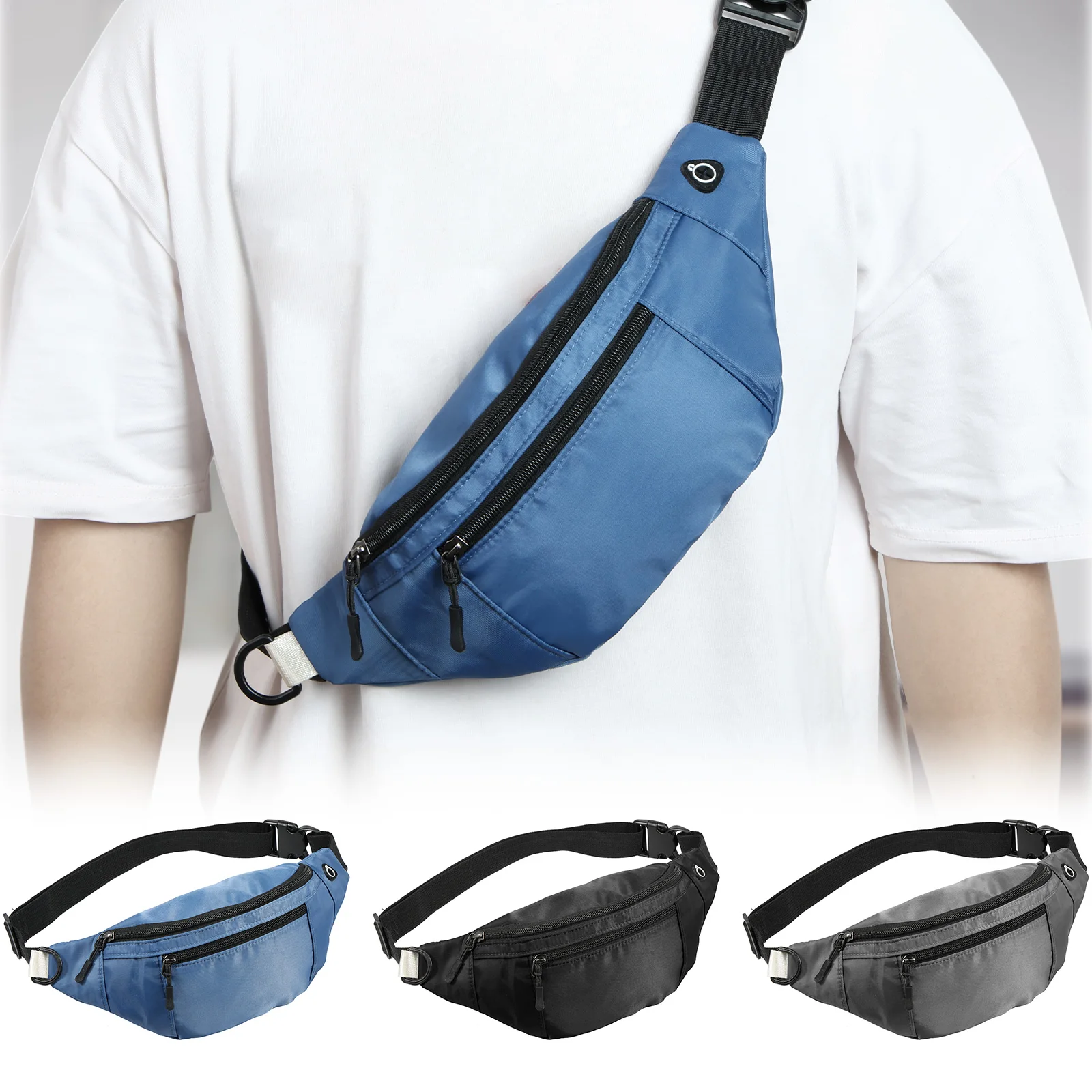 

Men's Crossbody Fanny Pack Waterproof Oxford Cloth Belt Bag Large Capacity Bum Bag Outdoor Travel Shopping Casual Bag Male Gifts