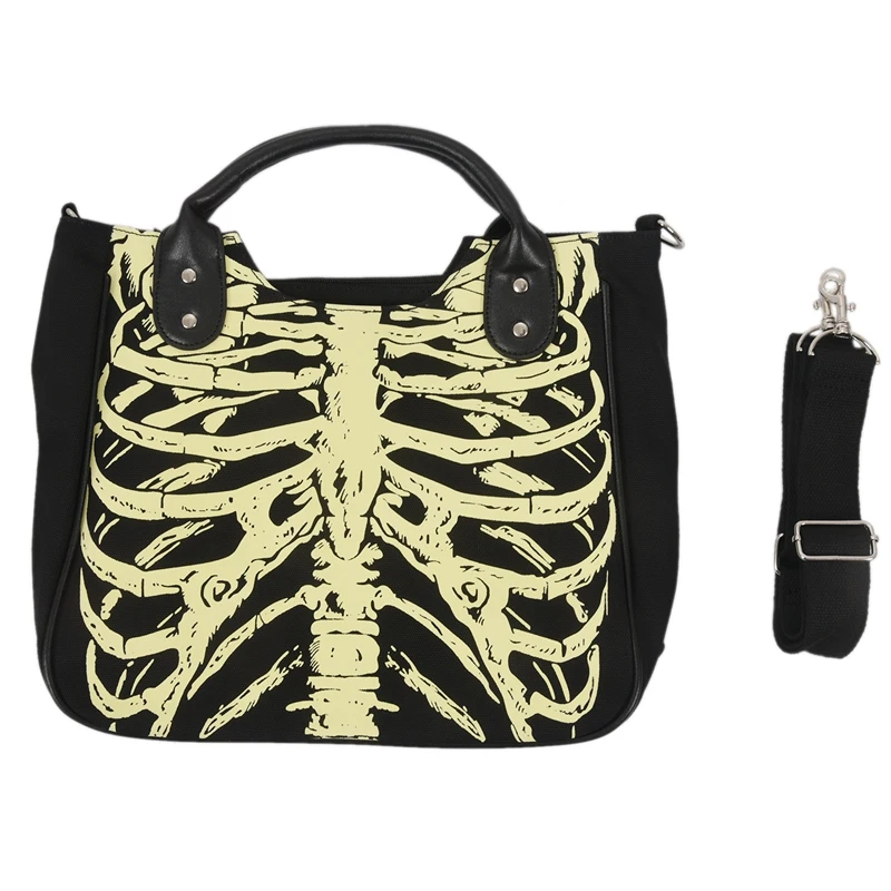 Luminous Gothic Skeleton Bones Skulls Crossbody Shoulder Bags Rock Designer Female Casual Totes For Women Punk Fashion Handbag