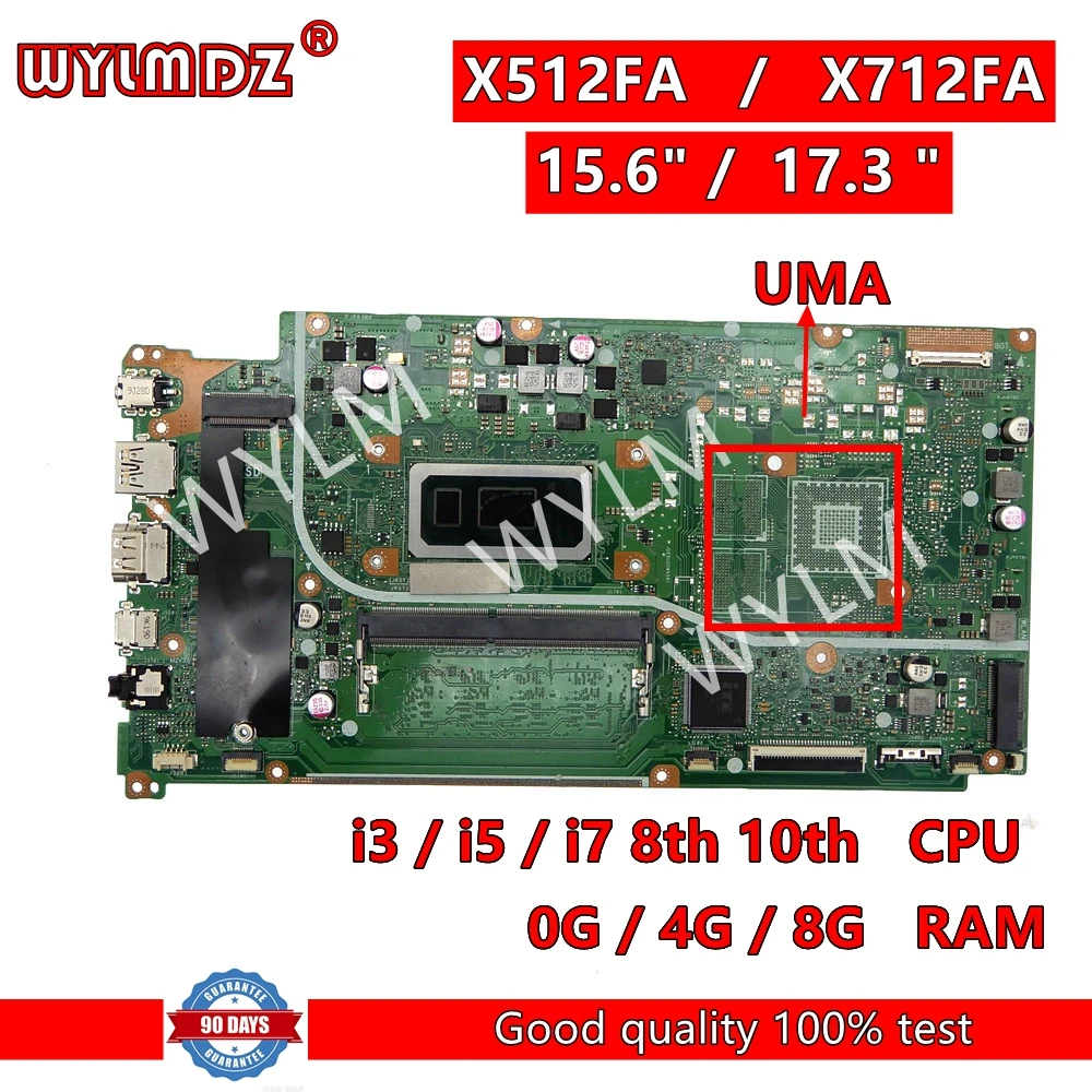 X512FA Mainboard For Asus Vivobook15 X512F X712FA FJ FB X512FB X512FAC Laptop Motherboard With i3/i5/i7 8th/10th CPU 0G/4G RAM