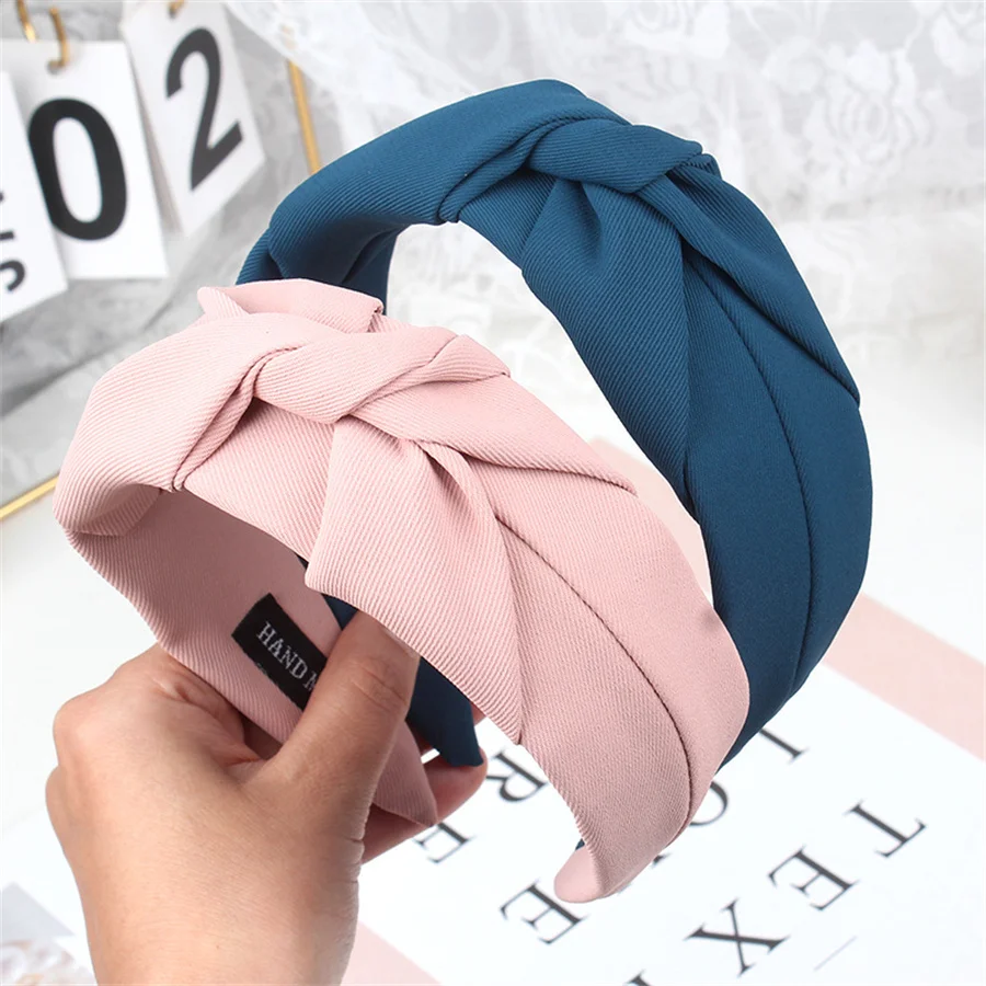 New Knotted Headbands for Women Headdress Girls Vintage Hair Bands Cloth Wide Hairband Soft Hair Hoop Hair Accessories Headwear