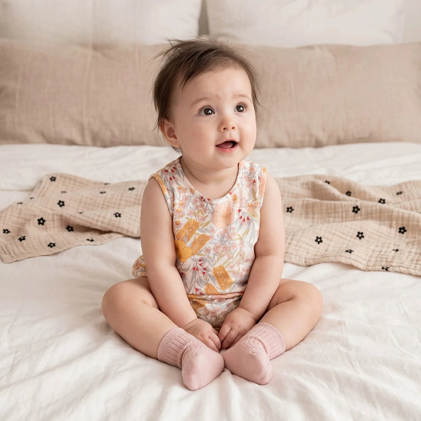 Baby Girl Cotton Floral Print Sleeveless Toddler Bodysuit Romper Jumpsuit Summer Newborn Infant Soft Breathable