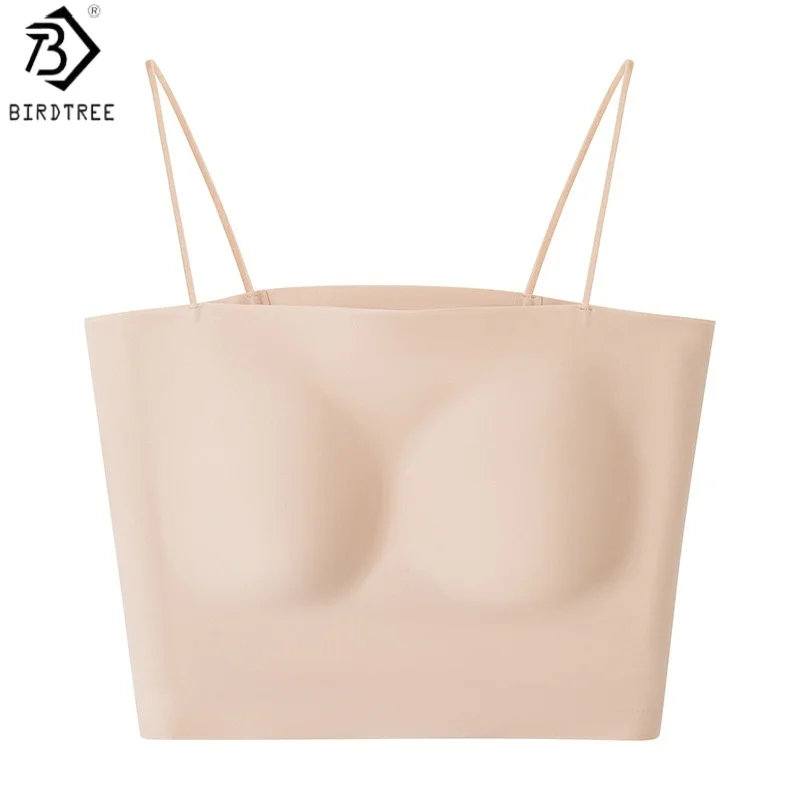 

Майка-топ Birdtree из шелковой смеси, однотонная, со встроенными чашечками, женская, мягкая, тонкая, бесшовная, летняя новинка 2026 T64603JF