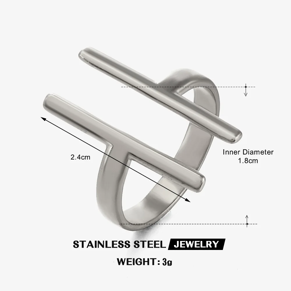 Geometric Open Ring Fashion Designer Jewelry Unisex Stainless Steel Trim Open Rings Mothers Day Gift Кольца Женские