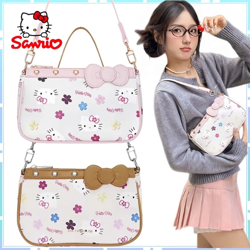 

Новая сумка-тоут Sanrio Hello Kitty на одно плечо, сумка для подмышек со съемным ремешком, портативный милый мультяшный аниме-сюрприз, подарок для девочек