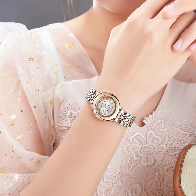 

YASHIDUN Роскошные часы для женщин, модные женские ручные кварцевые часы, водонепроницаемые женские часы с твердым стальным ремешком Montre Femme