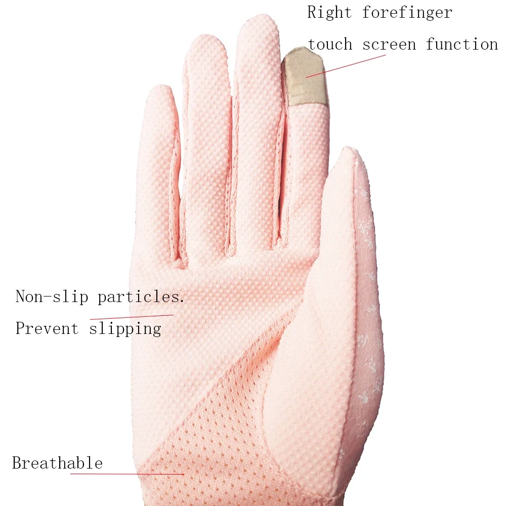 2024 New Fashion Women Mid-long Summer Cotton Black Print Cycling Thin Touch Screen Driving Gloves for Women