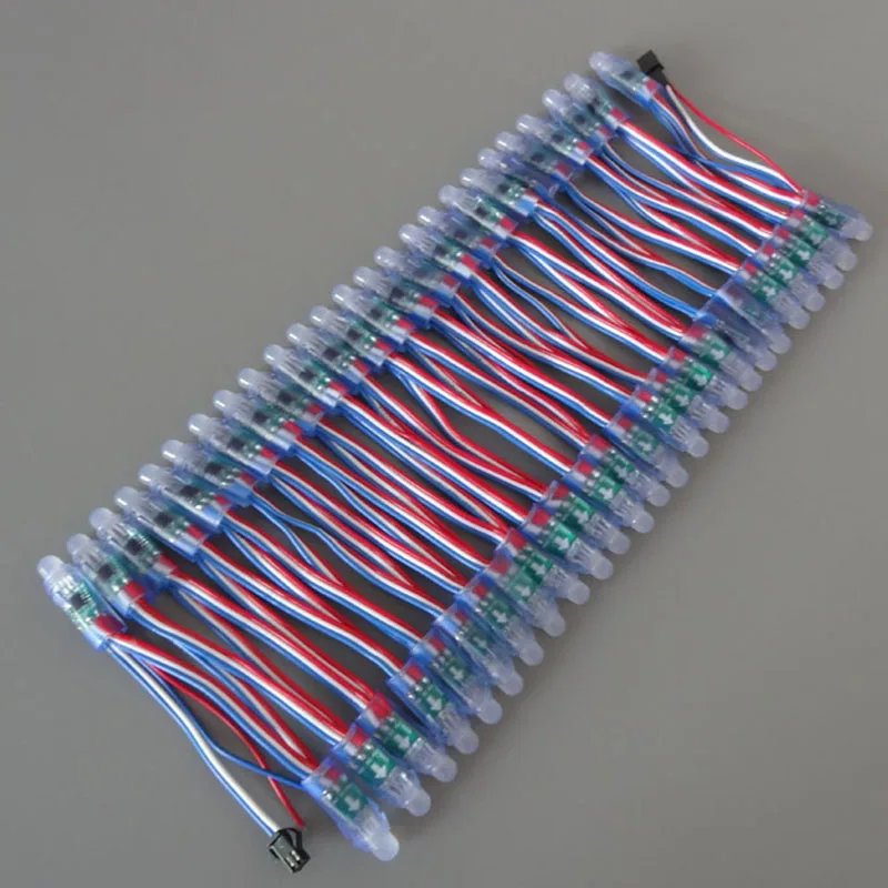 LED Pixel Light String para Publicidade, Impermeável Derramando Pixel, Full Color, perfurado, 12mm, DC, 5V, 50PCs, WS2811