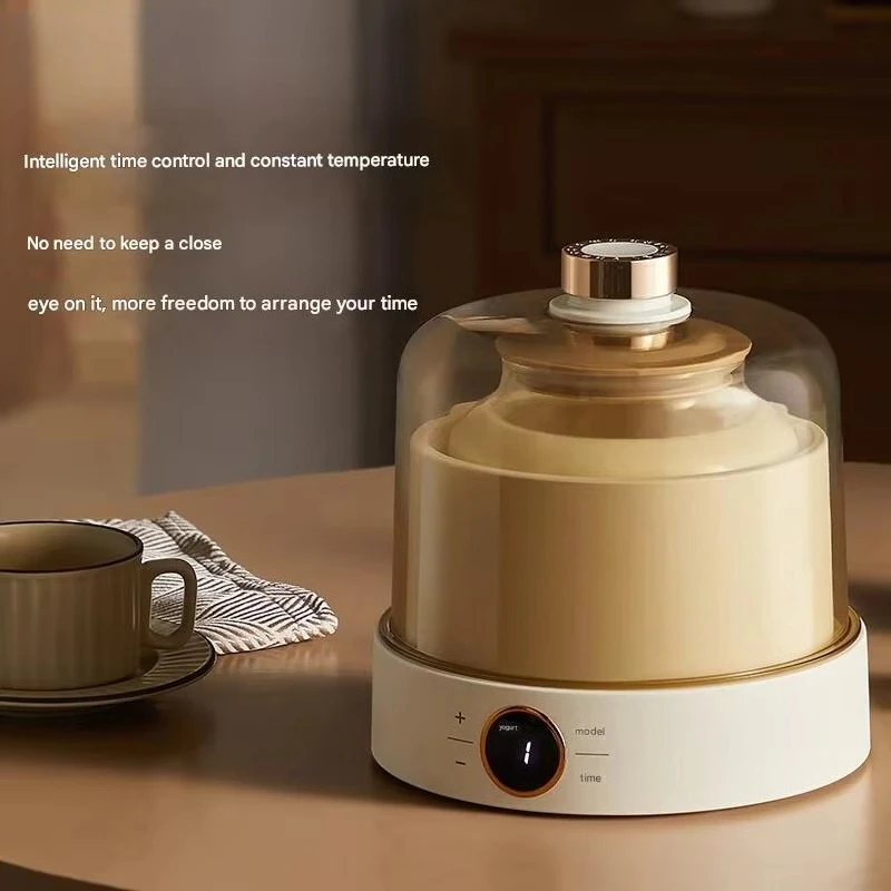Máquina para Hacer Yogur de Vidrio de 1L, 15W, Ajustable con Temporizador, Beige, Electrodoméstico de Cocina, 1KG