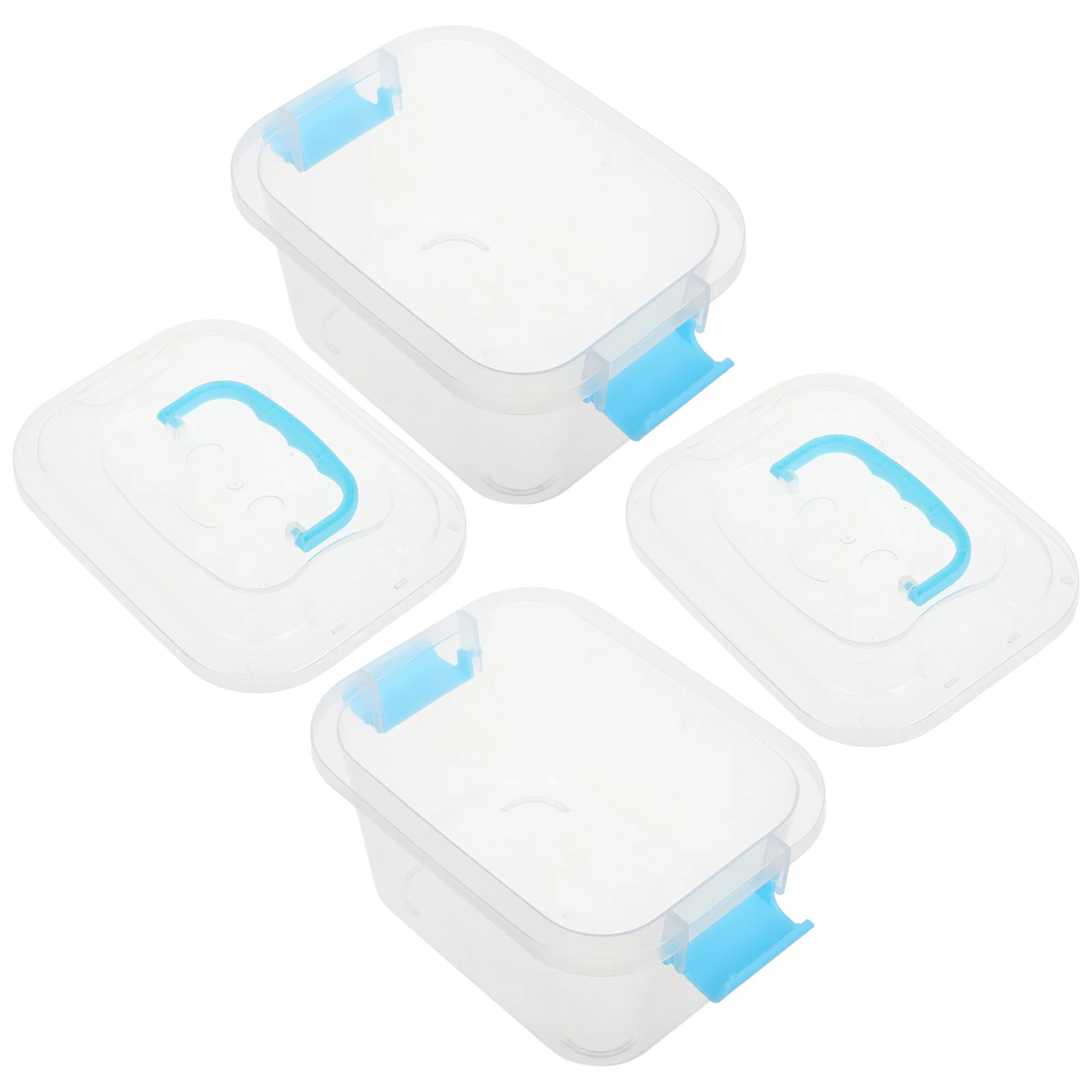 

2Pcs Plastic Storage Box Transparent Mini Jewelry Organizer Portable Handle Small Clear Container for Desk Craft Supplies Beads