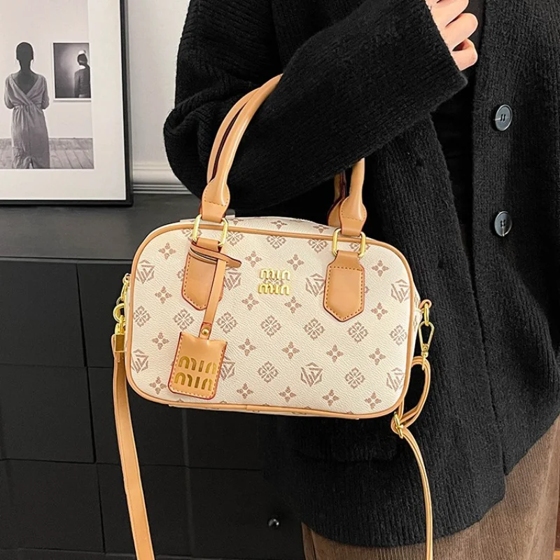 

2025 Designer-Inspired Boston Bag for Women Monogram Pillow Shoulder Purse Adjustable Crossbody Strap with Top Handle