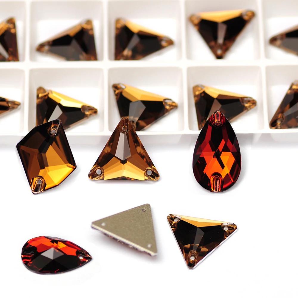 New Smoked Topaz Sew On Glass Crystal Applique Rhinestones Needlework Stones DIY Gems for Gymnastic Suit Garment Dress