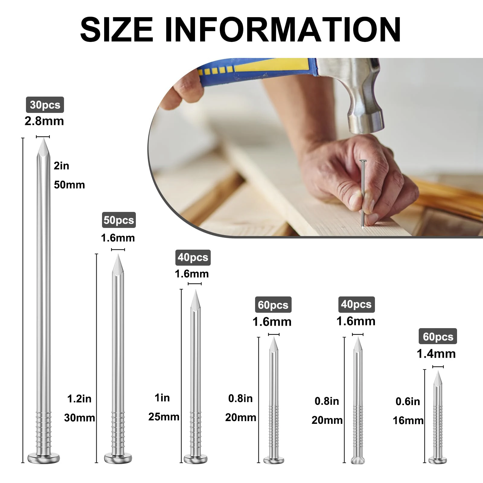 280pes เหล็กเล็บรอบหัว Tack สําหรับกล่องเครื่องประดับบานพับ Golden Silver ทองเหลืองโบราณ Fastener Pushpin ฮาร์ดแวร์