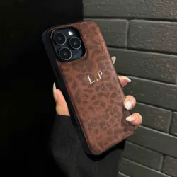 Personalized Customized Initials Name Leopard Print Case For iPhone 16 15 14 13 12 11 Pro Max Soft Luxury Gift Engraved Cover