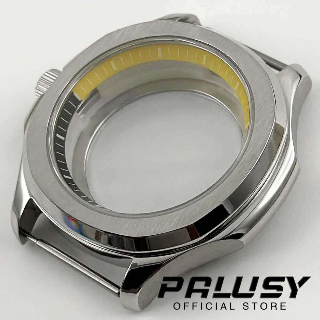 40mm caixa de vidro safira prata caixa de aço com anel para nh35 nh36 nh38 nh70 caixa de movimento s coroa 28.5mm dial mod