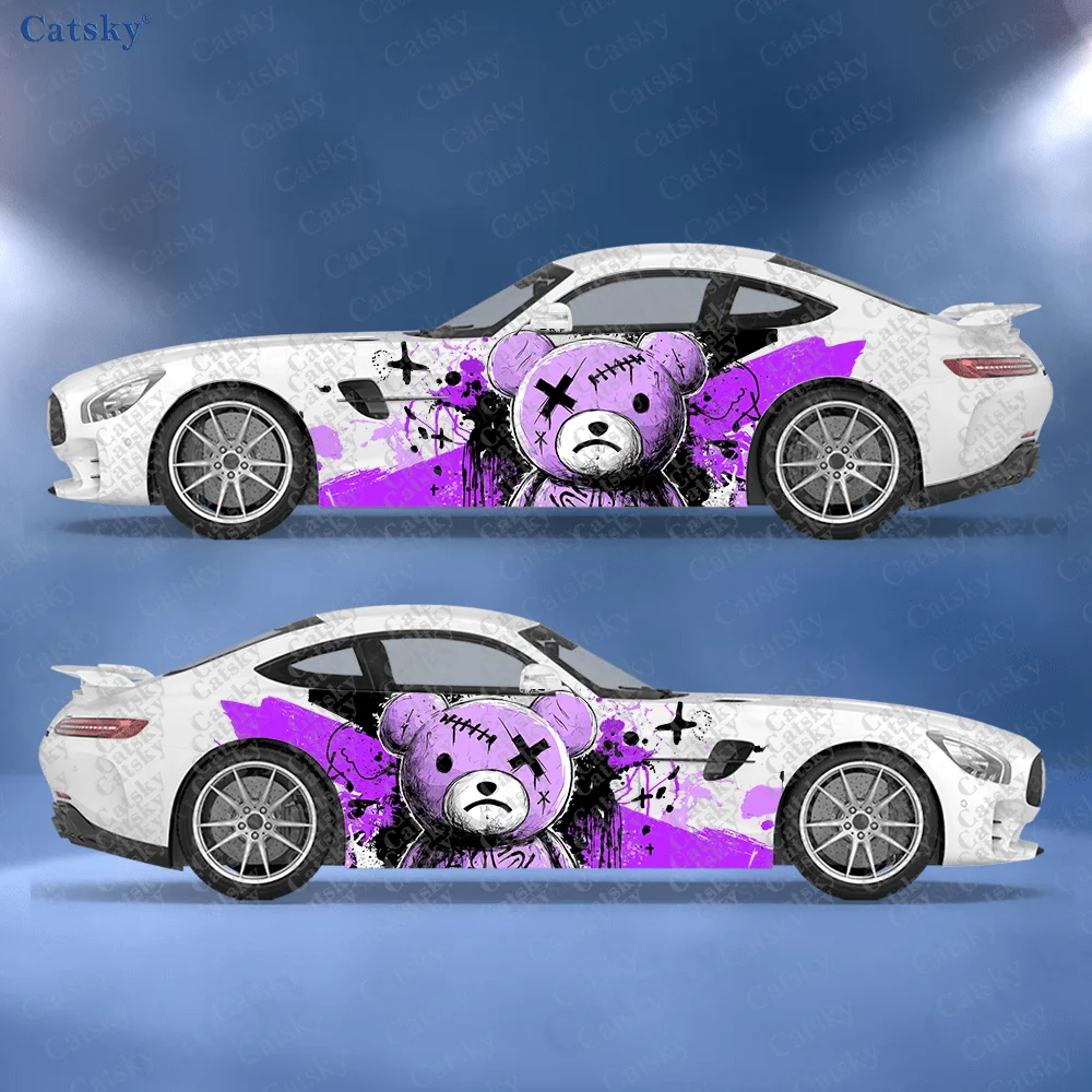 

2pcs artoon Graffiti Bear Splatter Sticker, Durable, Fade-Resistant, Self-Adhesive PVC Waterproof & Scratch-Resistant Stickers