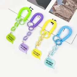 Coil Springs Keychain Stretchy Spiral Spring Coil Retractable Coil Springs Keychain With Metal Clasp Key Chain Holder Lanyard