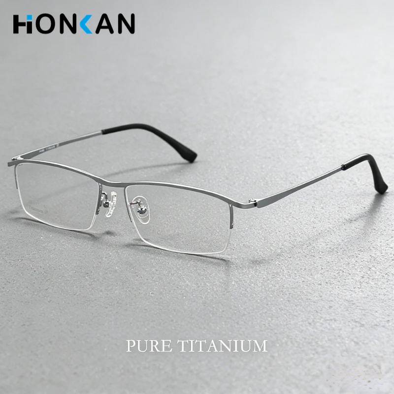 

High Quality 10g Ultralight Buiness Titanium Glasses Frame Men Square Half Frame Transparent Lens Slim Frame Optical Eyeglasses
