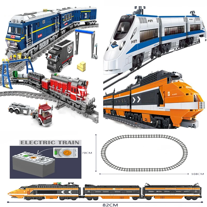 City High-Tech Train Harmony High-speed Rail Electric Motor Military Car Building Blocks RC Track Bricks Kid Toy