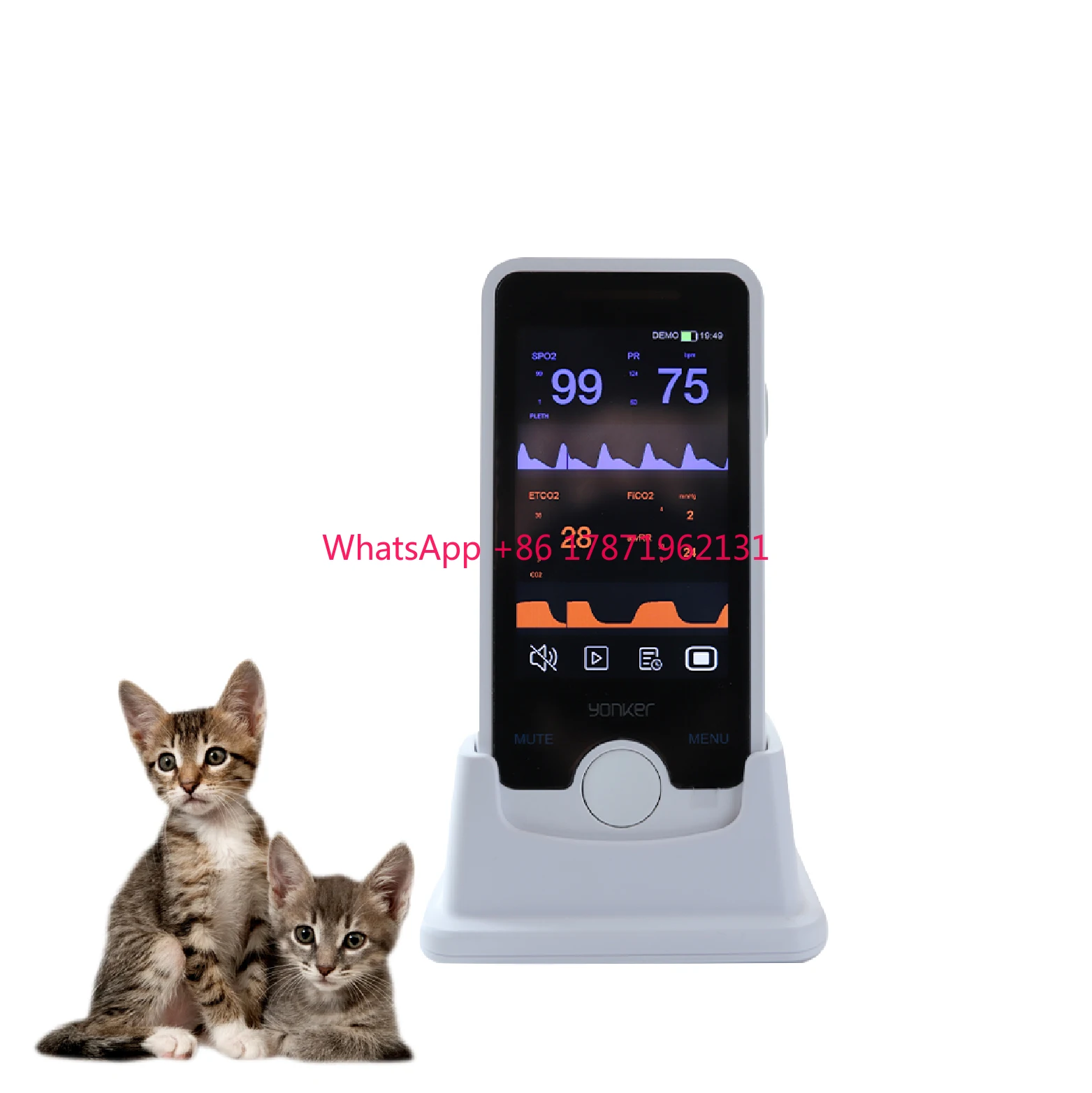 

Tongue Ear Clip Portable Animal Veterinary Use Blood Oxygen Rechargeable Handheld Pulse Oximeter