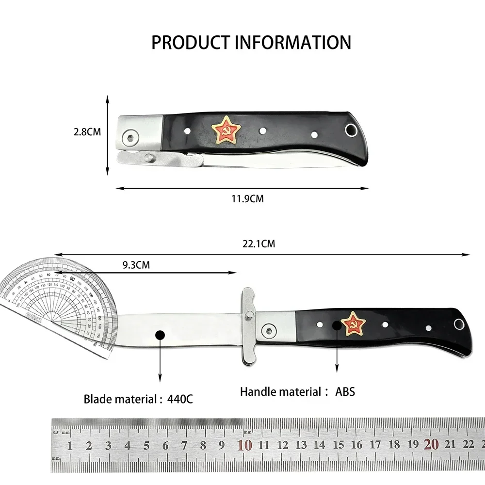 Russian Finka NKVD 440C Blade ABS Handle Hunting Knife EDC Camping Survival Military Tactical Folding Knife with Nylon Sheath