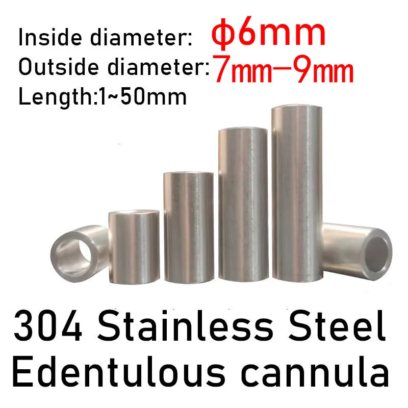 M6 Stainless Steel 7-9mm Washer Sleeve Bushing Gasket Round Standoff Spacer Hollow Unthreaded Precision High Washer