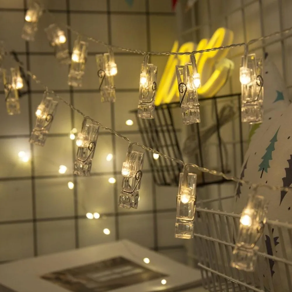 Gifts 1.5m Photo Clips String Lights 10 LED Battery-operated LED Photo Clip String Light Hanging Decorative Light