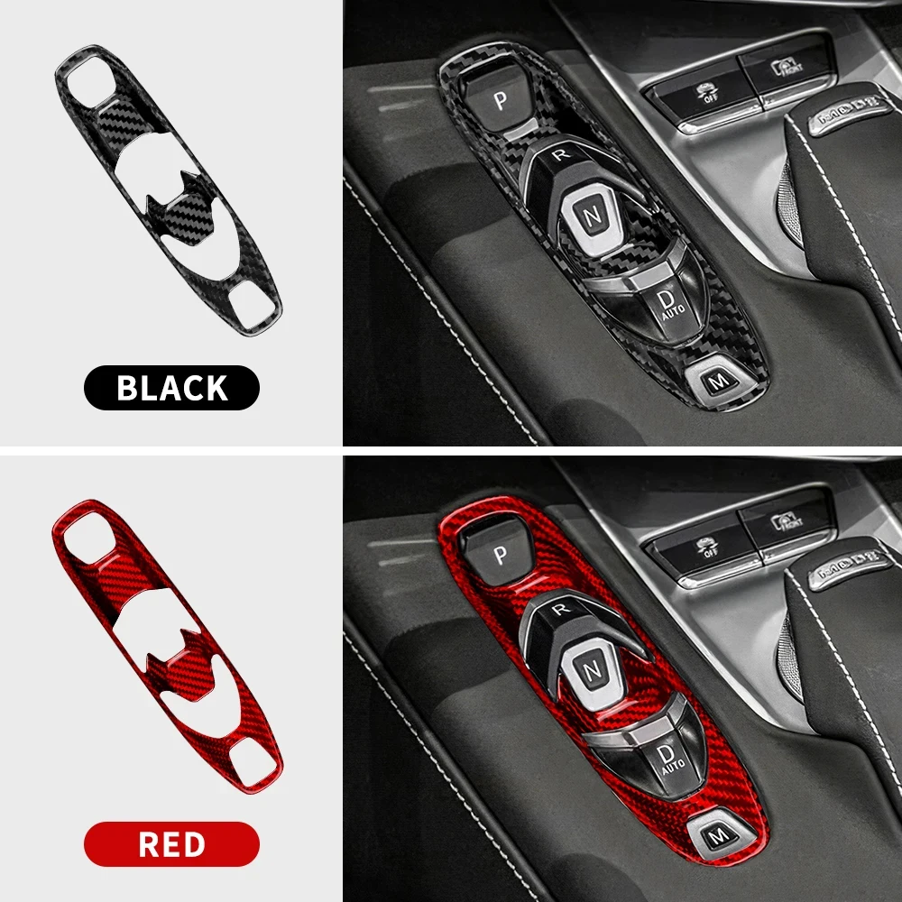 

Real Hard Carbon Fiber Cover For Chevrolet Corvette C8 2020 2021 2022 2023 Car Console Gear Shift Button Sticker Accessories