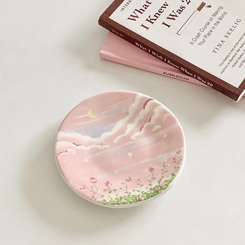 Korean-style Pink Coffee Cup Ins Style Ceramic Cup and Saucer Set Mug Hand-painted Lovely Girl Heart Afternoon Tea Heart Plate