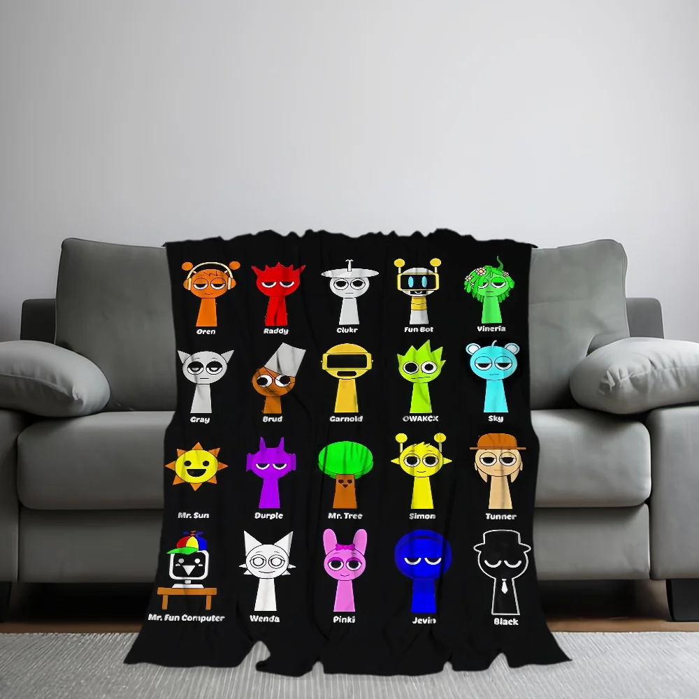 S-Sprunki Incredibox Game Blanket Skin Friendly Comfort Warm Soft Plush Blanket Suitable Sofa Living Room Office Bedroom