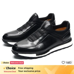 men loafers shoes luxury 2024 spring and autumn new men's leather flat bottom walking casual shoes Black men's sneakers Loafers