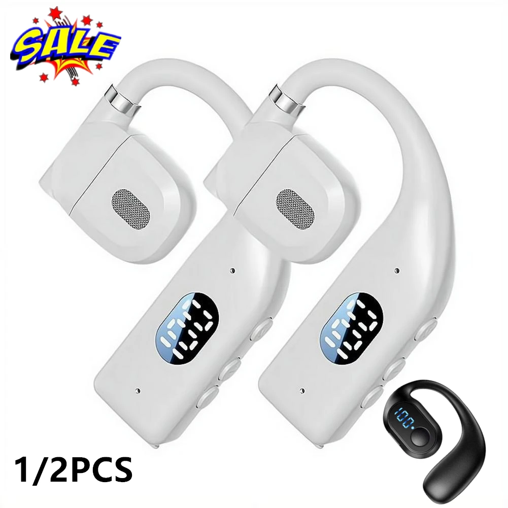 Newly upgraded 1/2Earhooks Wireless Bluetooth 5.4 Headphones Gaming Sports Headset HiFi Stereo Noise Reduction Earbuds Earphone