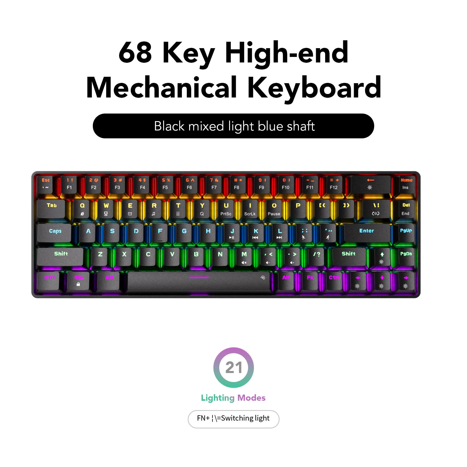 

SUNSONNY Механическая клавиатура с 68 клавишами N-J6Pro, проводная игровая офисная портативная полная клавиша без румян