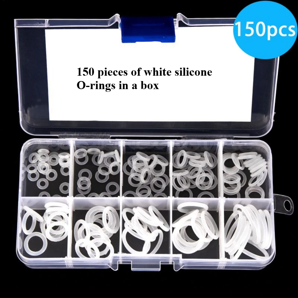 

150pcs White Silicone O-rings Silicone Sealing Parts Nitrile Rubber Rings Standard Parts for Hole Oil Seal Sealing Rings Gaskets