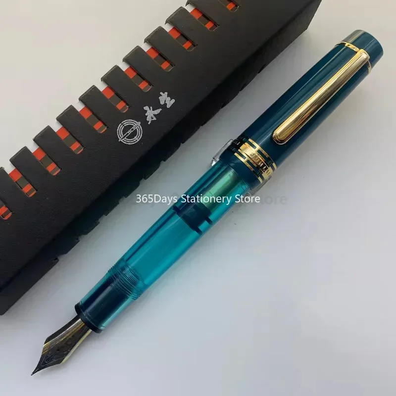 Wingsung/Junlai 630 pluma estilográfica de resina transparente NO.8 Iraurita F Nib pistón Clip dorado escritura de negocios regalos de papelería