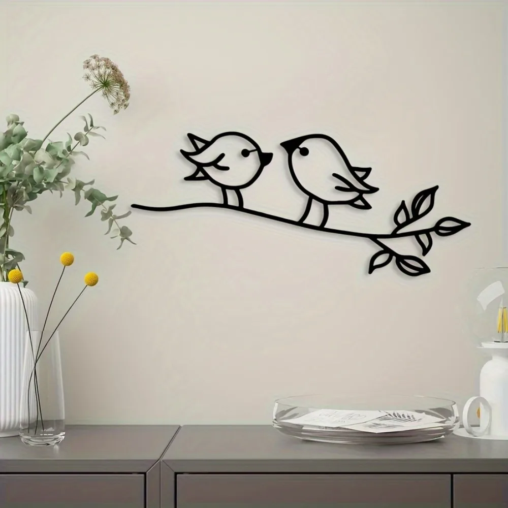 CIFBUY Wrought Iron Bird Wall Art Minimalist 2D Hanging Decor Rustproof Weatherproof Easy Install Indoor Outdoor Home Accent