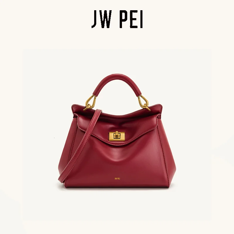 

JWPEI Women Handbag Solid Color Soft Leather Retro Lock Design Large Capacity Commuting Single Shoulder Handheld Dual Use Bag
