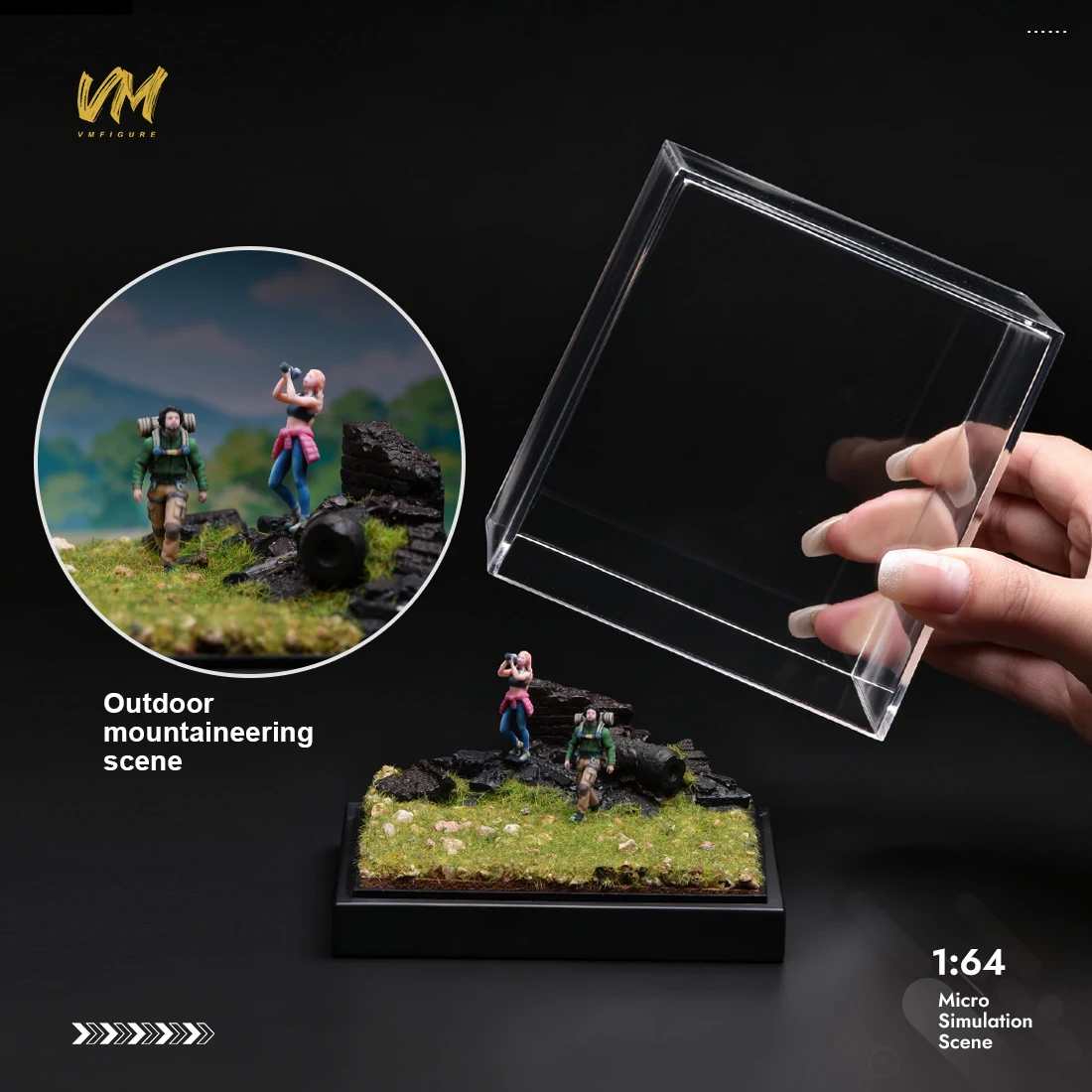 Kit de figurines de simulation de scène de plage en herbe, modèle de diorama, base de plateforme de 10 cm avec couvercle anti-poussière, articles de décoration pour la maison, cadeaux, jouets