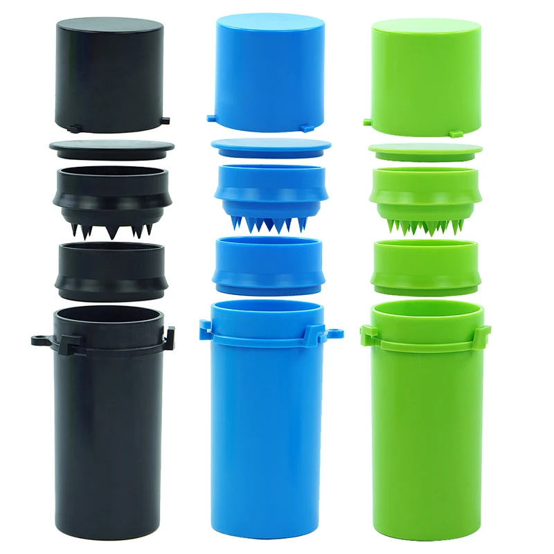 

Plastic Smoke Tobacco Grinder 4-layer Blue Green Black Solid Color Manual Herbal Herb Mill Spice Crusher Smoking Accessories