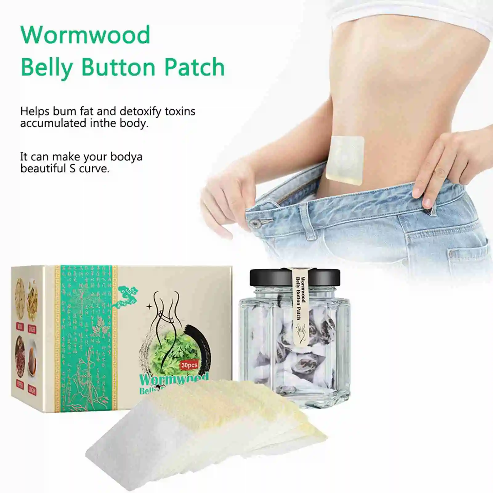 

30 Pcs Chinese Herbal Detox Patch - Wormwood Navel Sticker for Slimming Belly & Weight Loss
