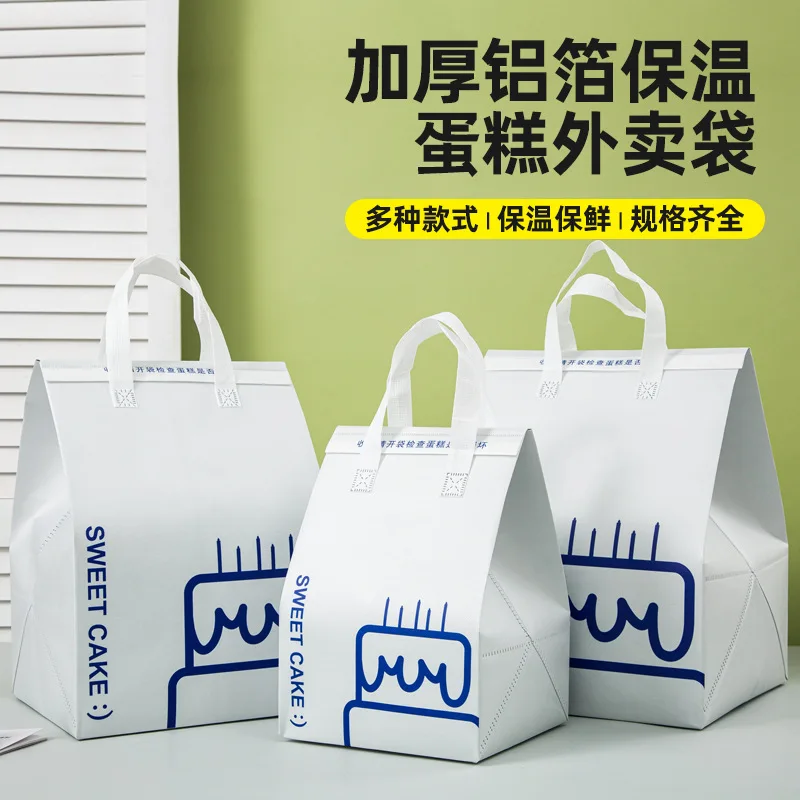 Maßgeschneidert. Kuchen-Isoliertasche zum Mitnehmen, Aluminiumfolie, Handtasche, Catering, Wärme- und Kälteisolierung, speziell aus Vliesstoff