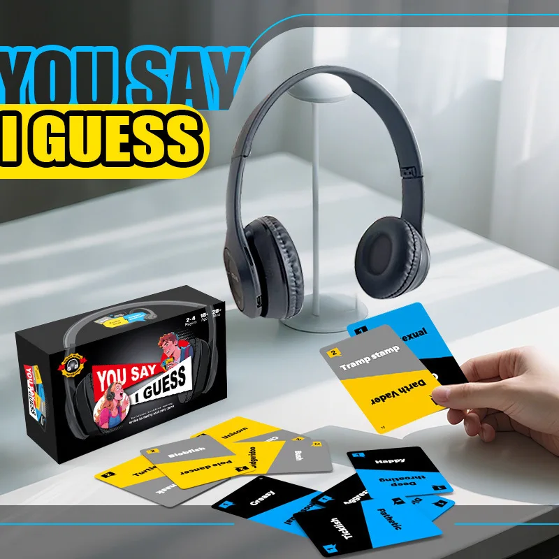 Hilarious Party Board Game YOU SAY I GUESS With Wireless Headphones Stress Relief Party Game For Adults Funy Guessing Card Game