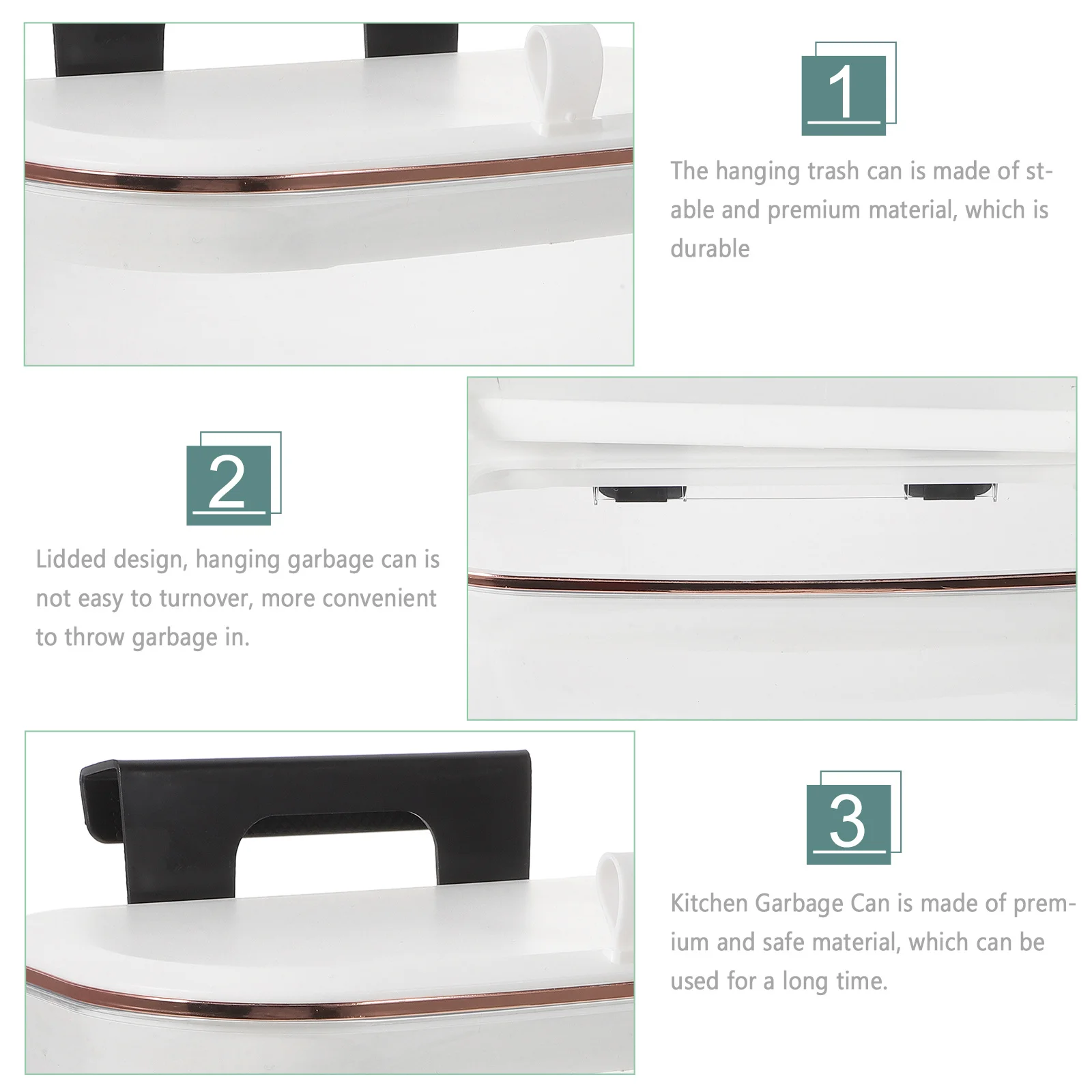 

Hanging Trash Bin Stable Lidded Design for Kitchen Bathroom Cabinet Door Space Saving Waste Container Hanging Trash Can